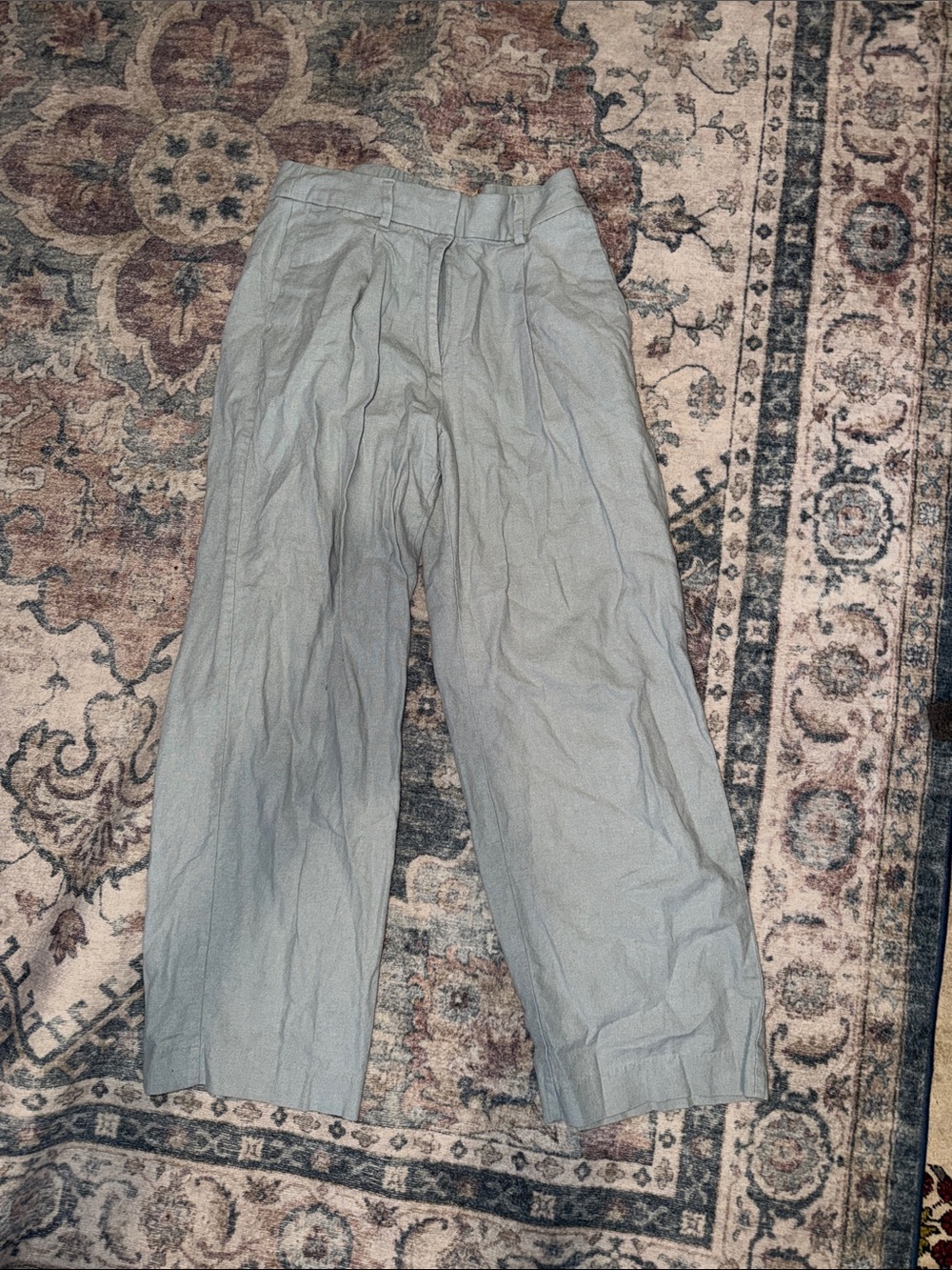 Old Navy Taylor Wide Leg Trouser Linen Blend Sage Green Greyish